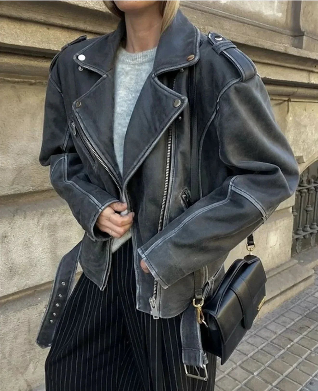 Læderjakke - Grey - MWGilo - MY ESSENTIAL WARDROBE - Stilkompagniet.dk