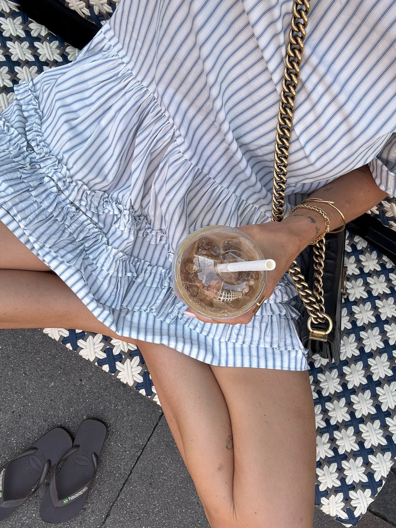 GANNI - Kjole - Egret - Stripe mini dress