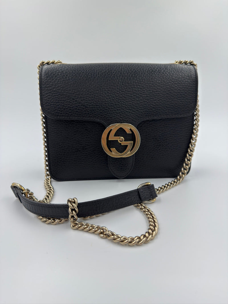 Gucci - Taske - Sort - GG Interlocking Shoulder Bag - Secondhand