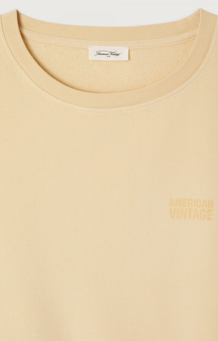 Lækker sweatshirt fra American Vintage i den flotte, lysegule farve Lemonade Vintage tæt på kraven