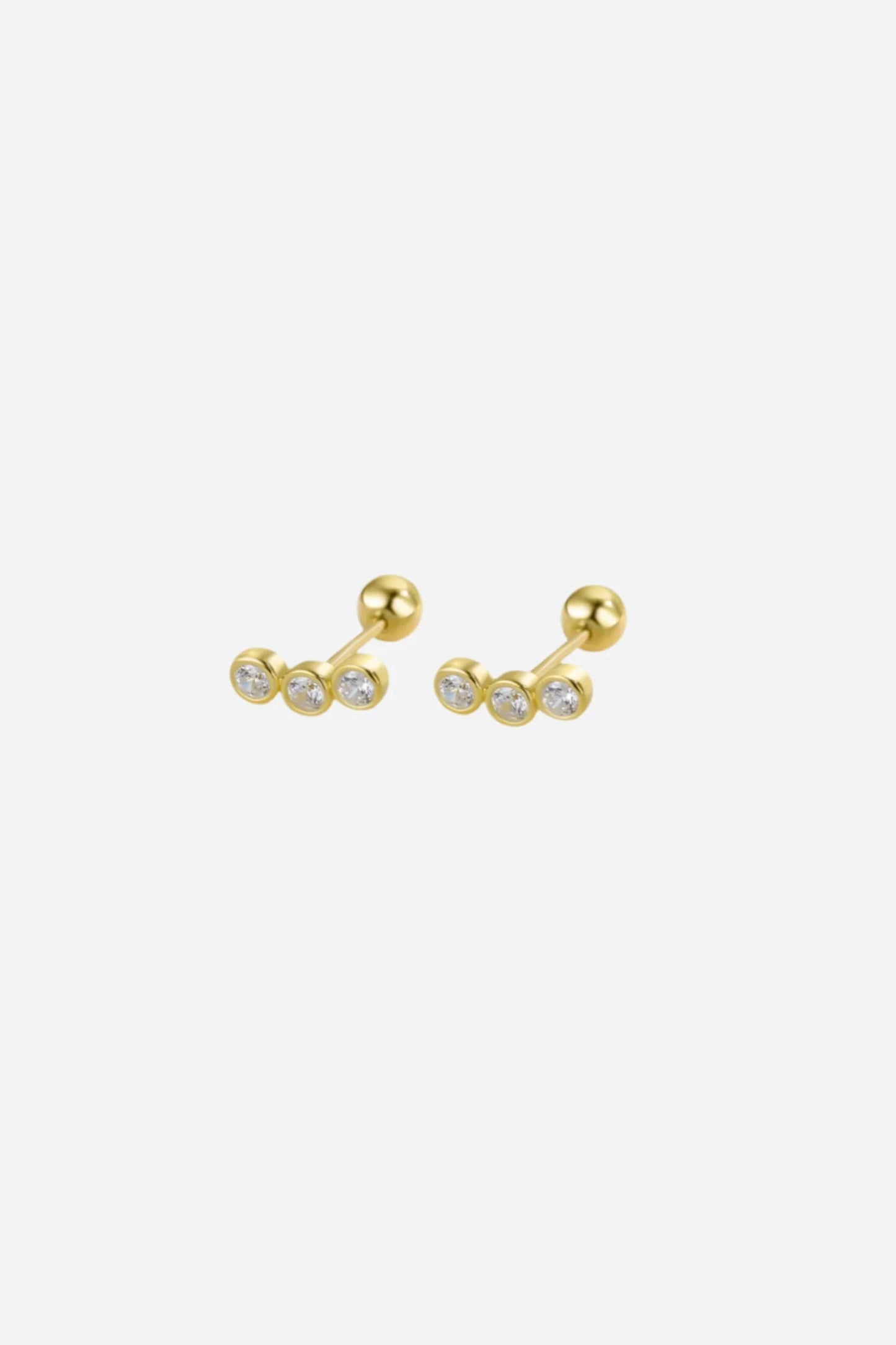 Andcopenhagen Jewelry - Øreringe studs - 18 karat Guldbelagt 925 sterlingsølv - Dina 3 sten