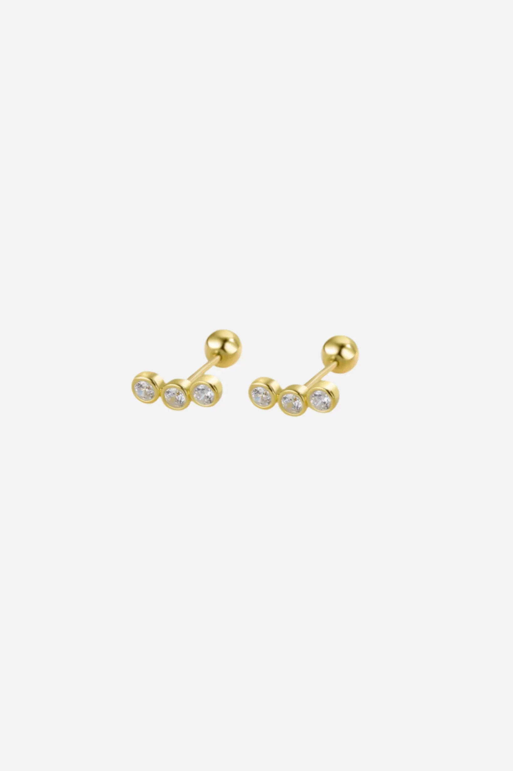 Andcopenhagen Jewelry - Øreringe studs - 18 karat Guldbelagt 925 sterlingsølv - Dina 3 sten
