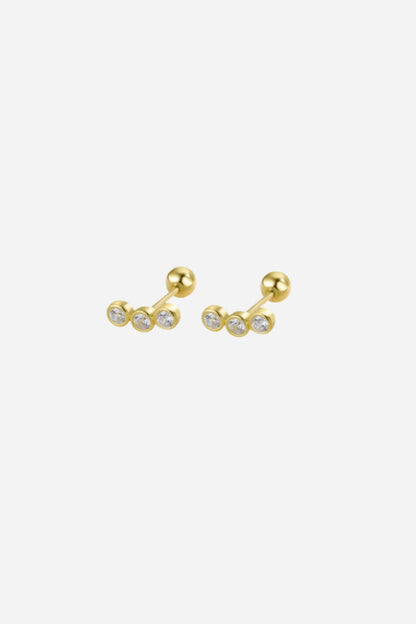 Andcopenhagen Jewelry - Øreringe studs - 18 karat Guldbelagt 925 sterlingsølv - Dina 3 sten