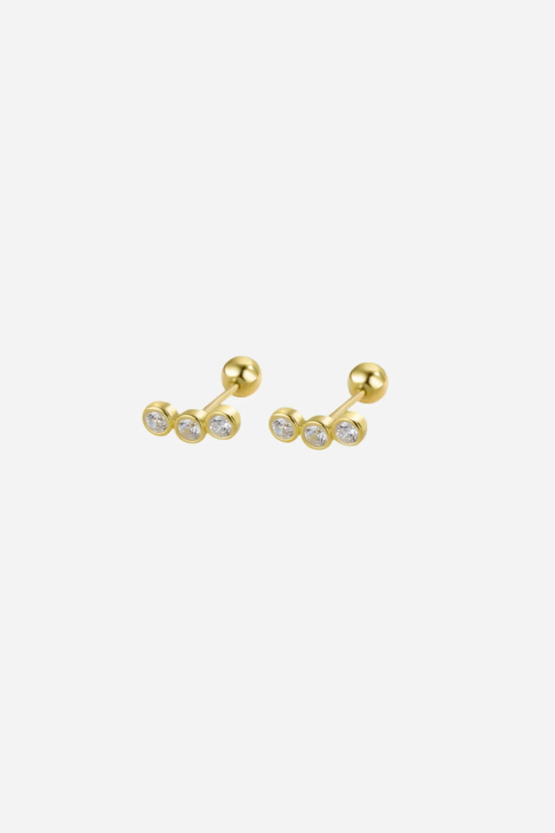 Andcopenhagen Jewelry - Øreringe studs - 18 karat Guldbelagt 925 sterlingsølv - Dina 3 sten