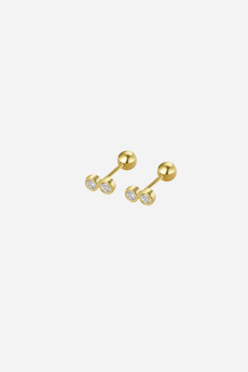 Andcopenhagen - Øreringe studs - 18 karat Guldbelagt 925 sterlingsølv - Dina 2 sten