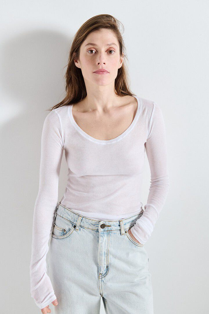 American Vintage - Langærmet t-shirt - Blanc - Massachusetts