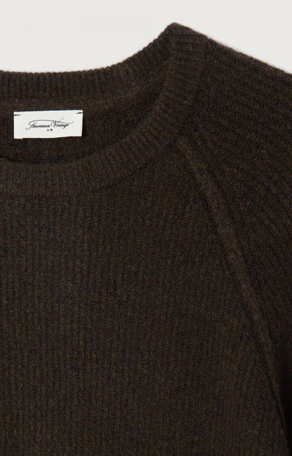 American Vintage - Striktrøje - Choco Chine - Ypawood