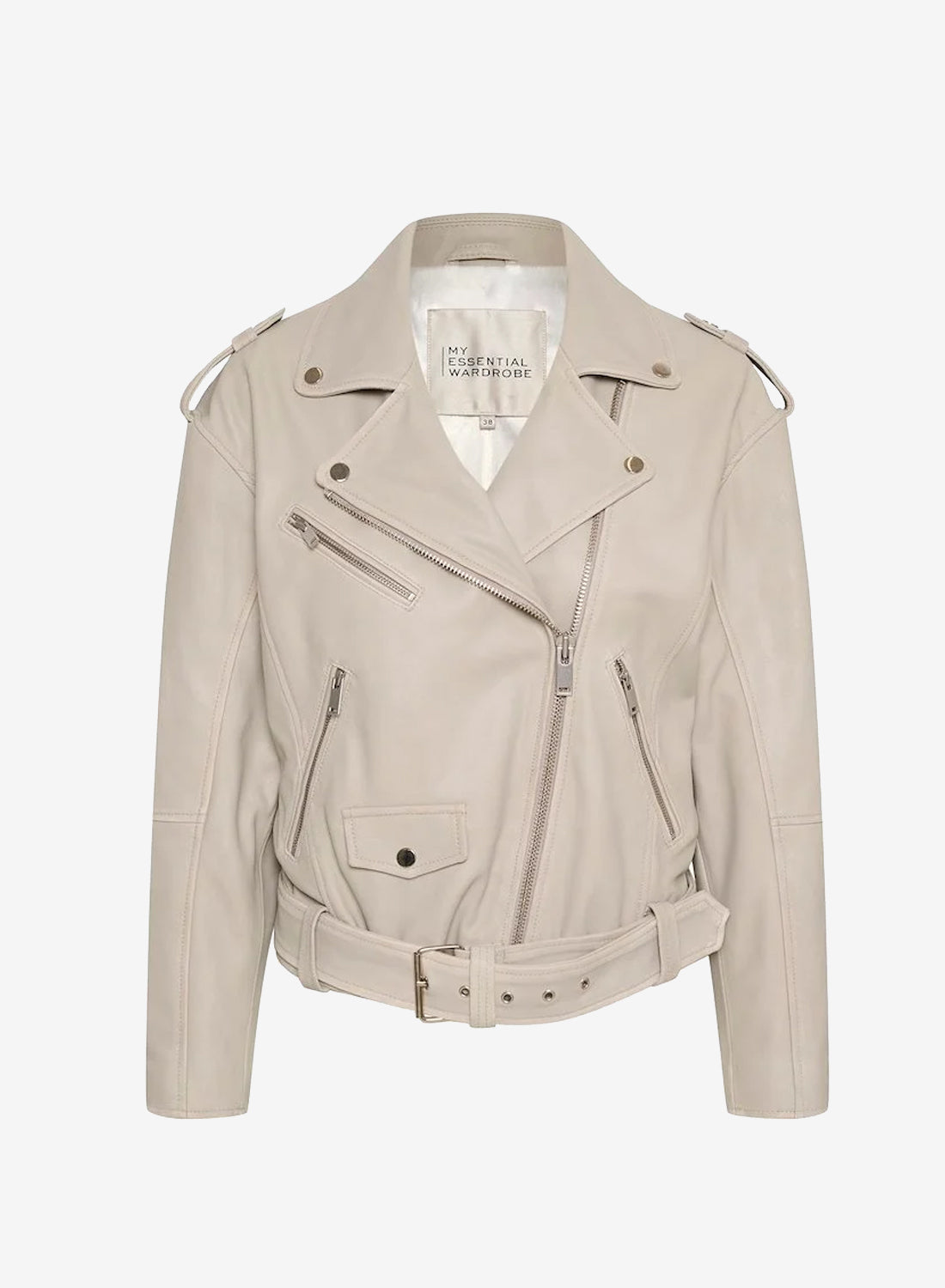 My Essential Wardrobe MWGilo Leather Jacket White Retro Wash