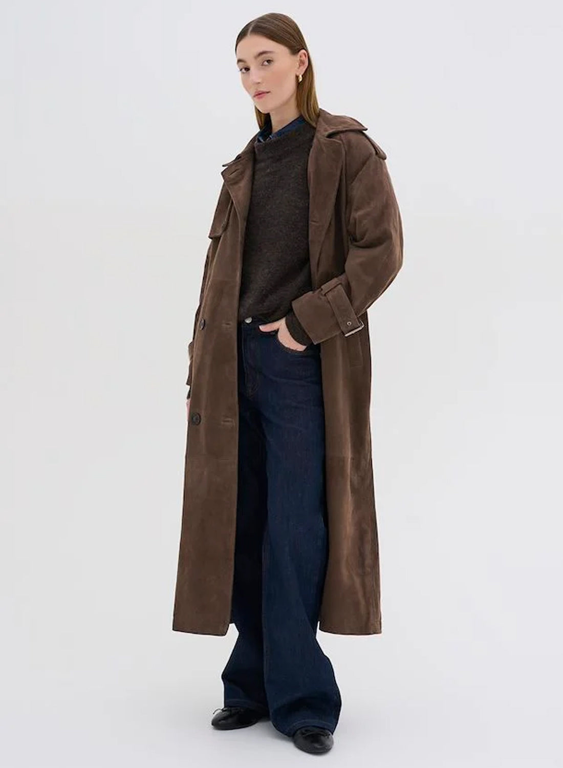 My Essential Wardrobe TaraMW Suede Trenchcoat Delicioso