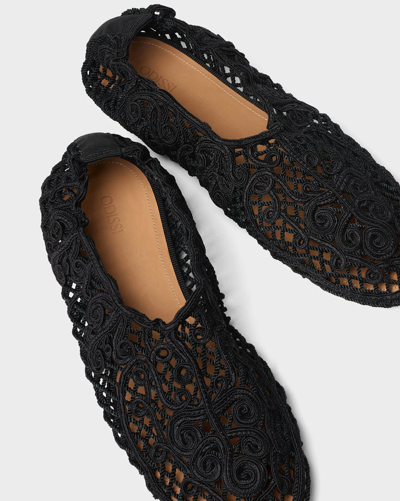 Odissi - Ballerina - Black - Iris Crocheted Flat