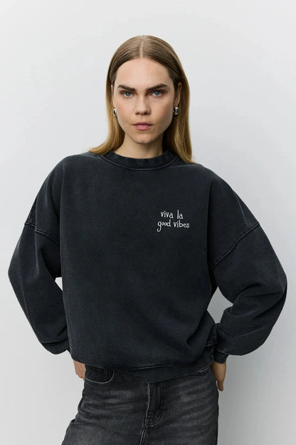 Sofie Schnoor Women - Sweatshirt - Washed Black - Parossw