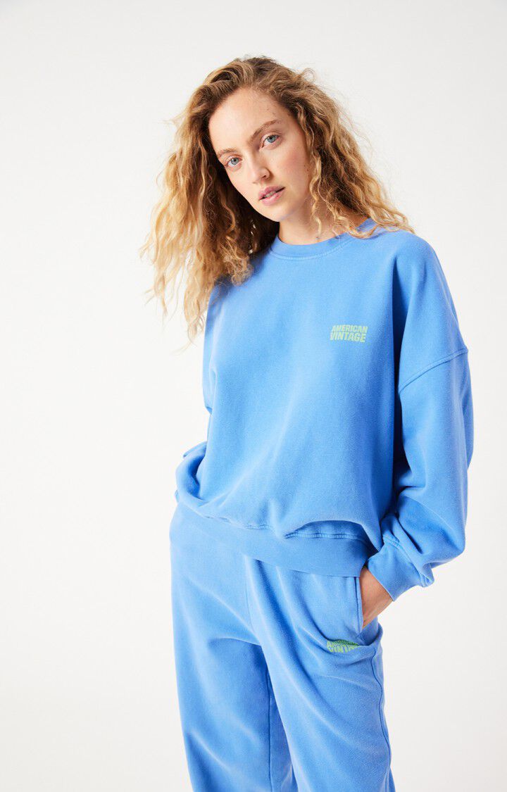 Plizzy sweatshirt i blå fra American Vintage på kvinde