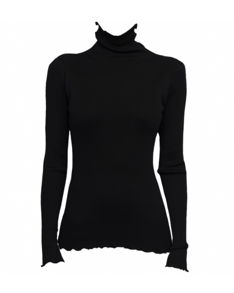 The Collection - Silke bluse - Sort - 70% silke + 30 % bomuld - Sof
