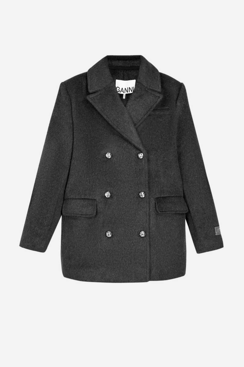 Ganni - Trenchcoat - Grå - Doublebreasted Blazer