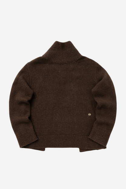 Ganni - Sweater - Brun - Chunky Yak Mix Open Back Pullover