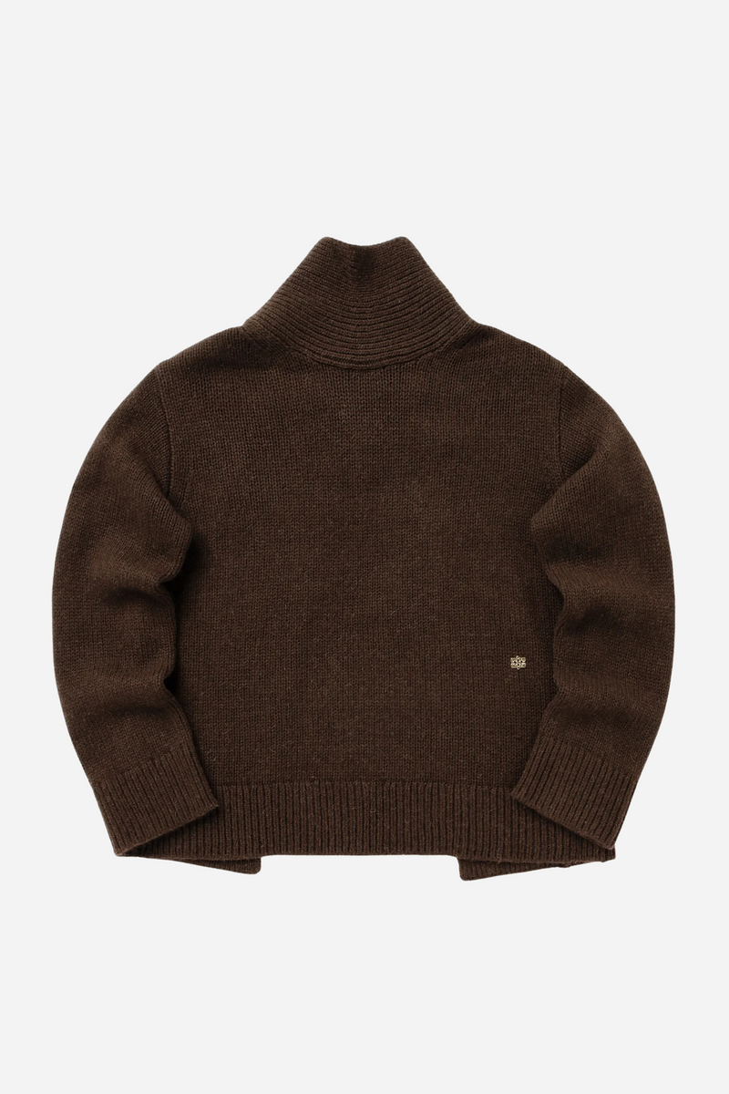 Ganni - Sweater - Brun - Chunky Yak Mix Open Back Pullover