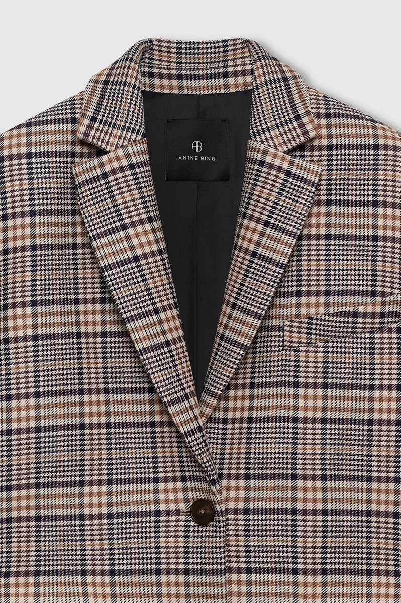 Anine Bing -Blazer - Beige and Navy Checks - Quinn