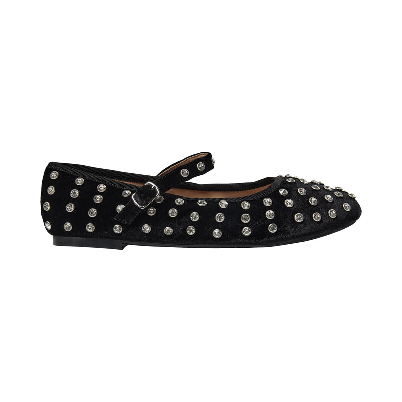 Sofie Schnoor - Ballerina - Sort velour - Rosasw  S244755