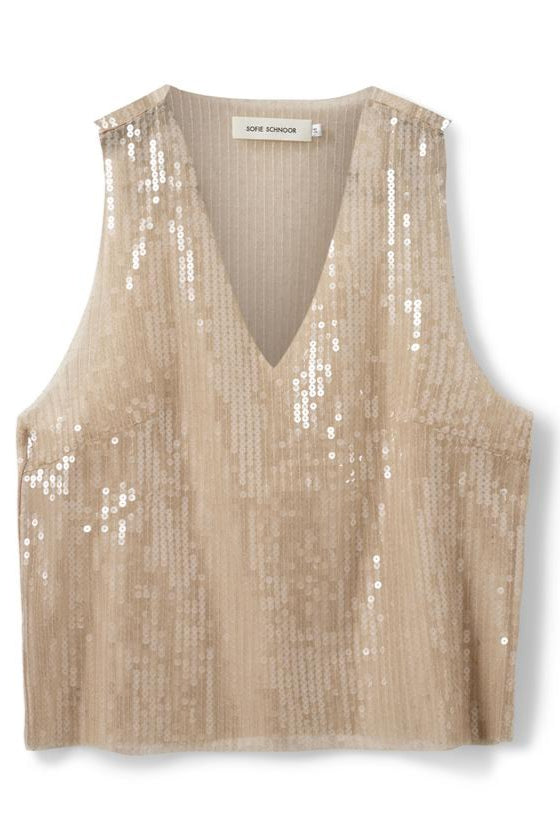Sofie Schnoor - Top - Beige palliet - Vigga