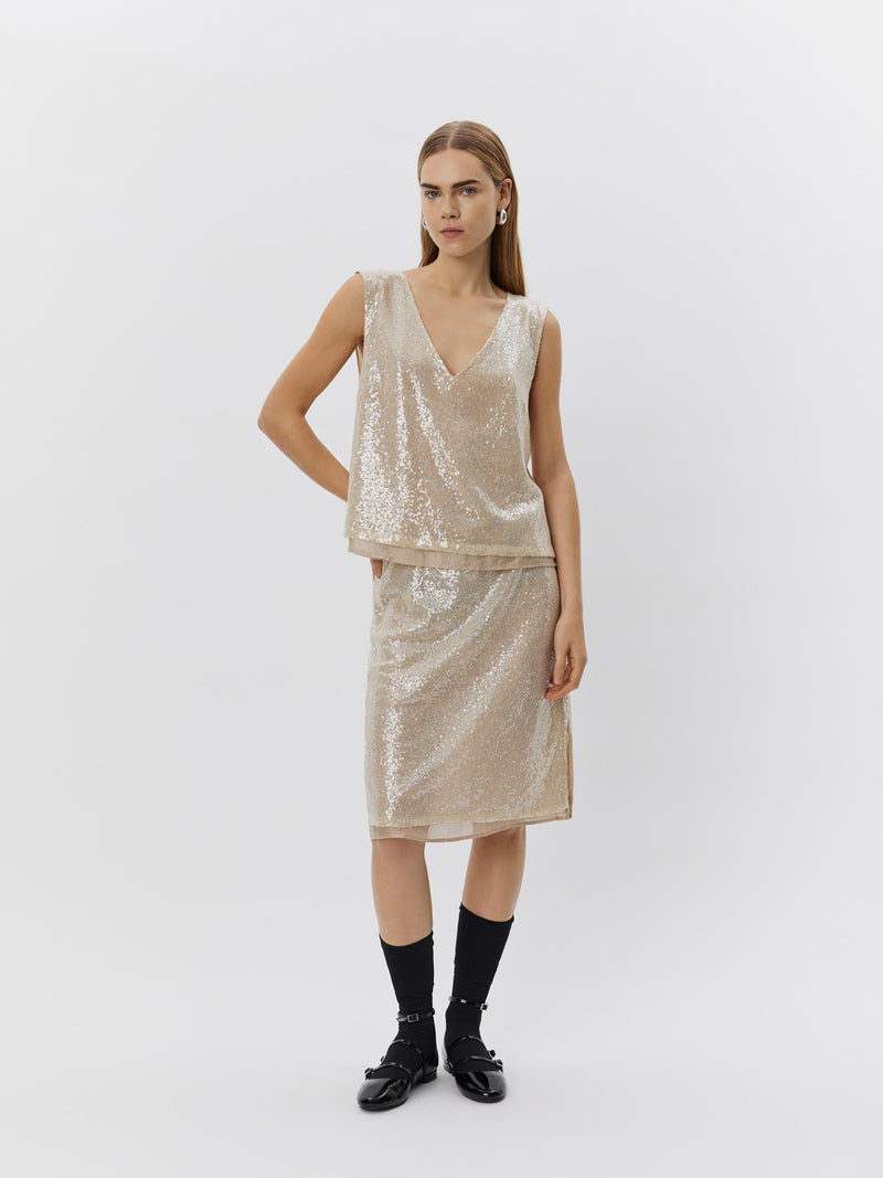 Sofie Schnoor - Top - Beige palliet - Vigga