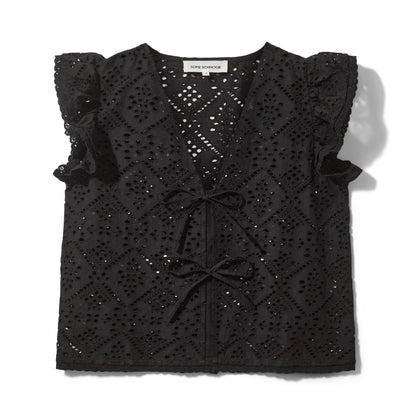 Sofie Schnoor - Top - Broderi anglaise - Black - Willie