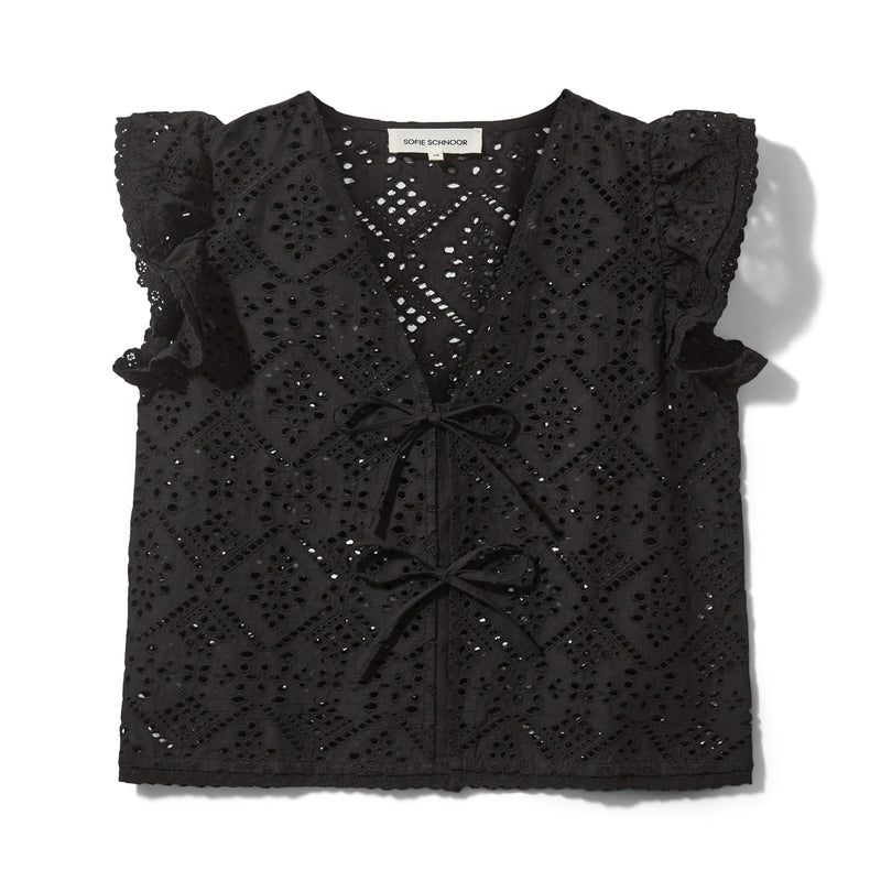 Sofie Schnoor - Top - Broderi anglaise - Black - Willie