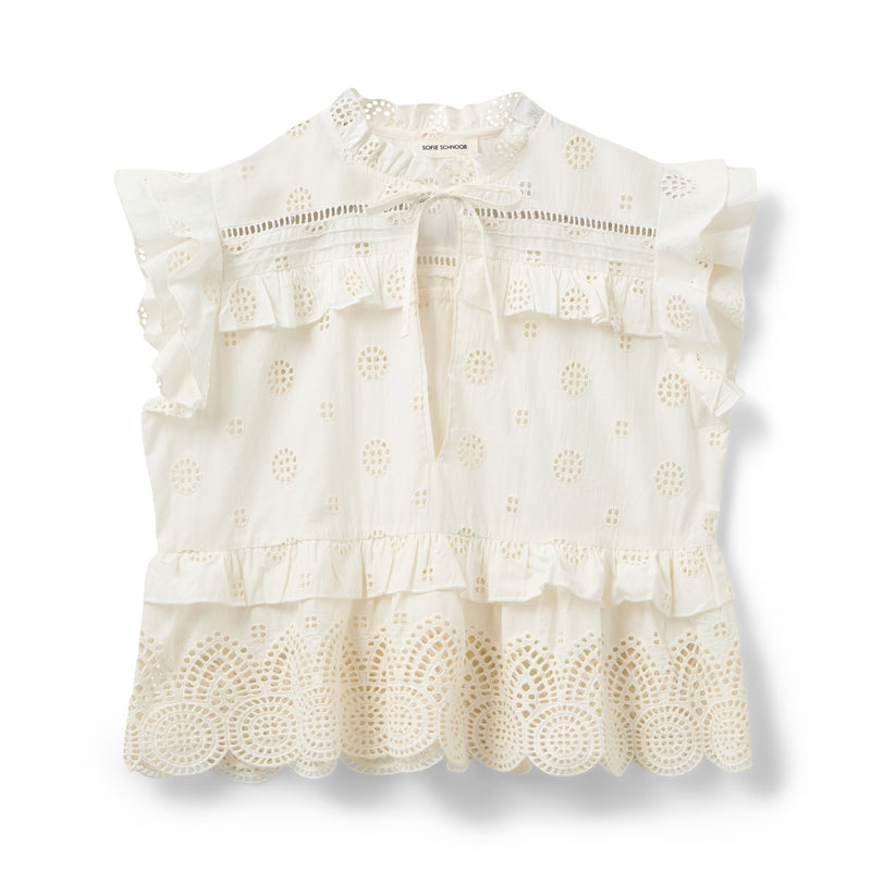 Sofie Schnoor - Top - Broderi anglaise - Off white - Hazel