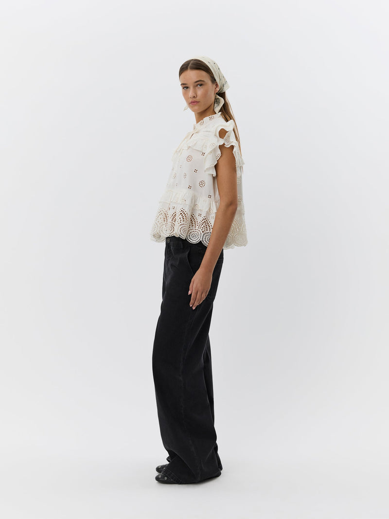 Sofie Schnoor - Top - Broderi anglaise - Off white - Hazel