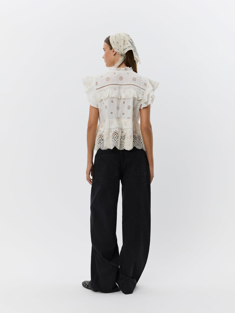 Sofie Schnoor - Top - Broderi anglaise - Off white - Hazel
