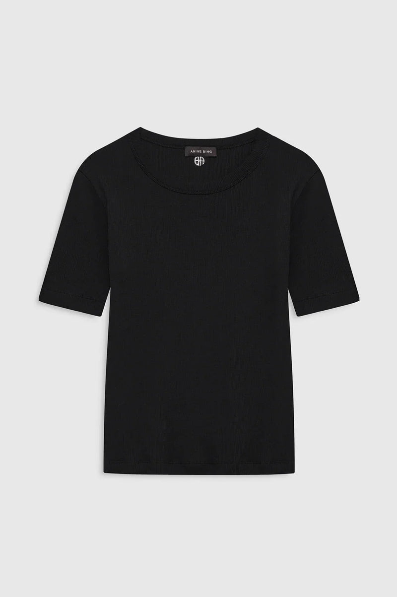 Sixtine Tee Short Sleeve fra ANINE BING er en klassisk sort T-shirt
