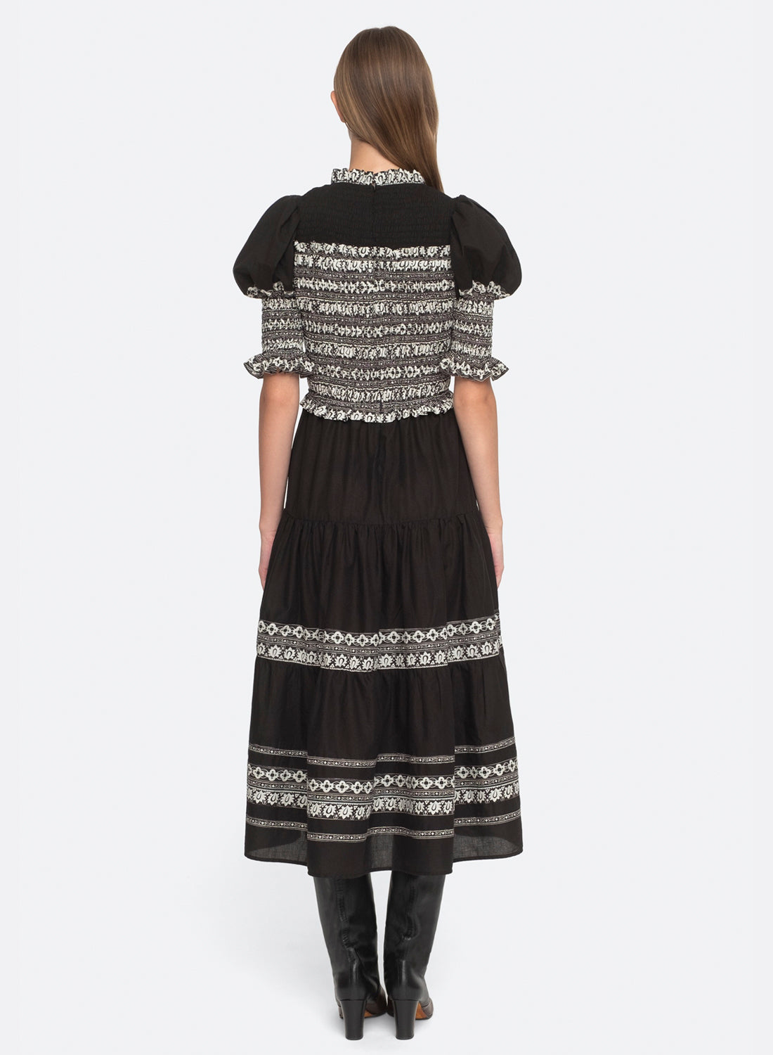 Sea New York Amina Embroidery Puff Slv Smocked Dress