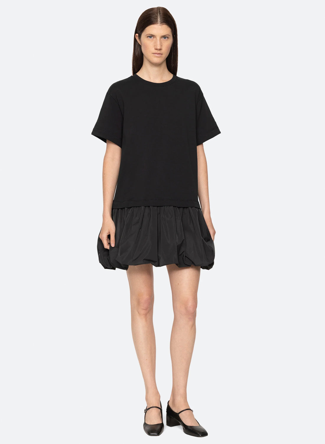 Sea Newyork Belen Taffeta T-shirt Bubble Dress Black