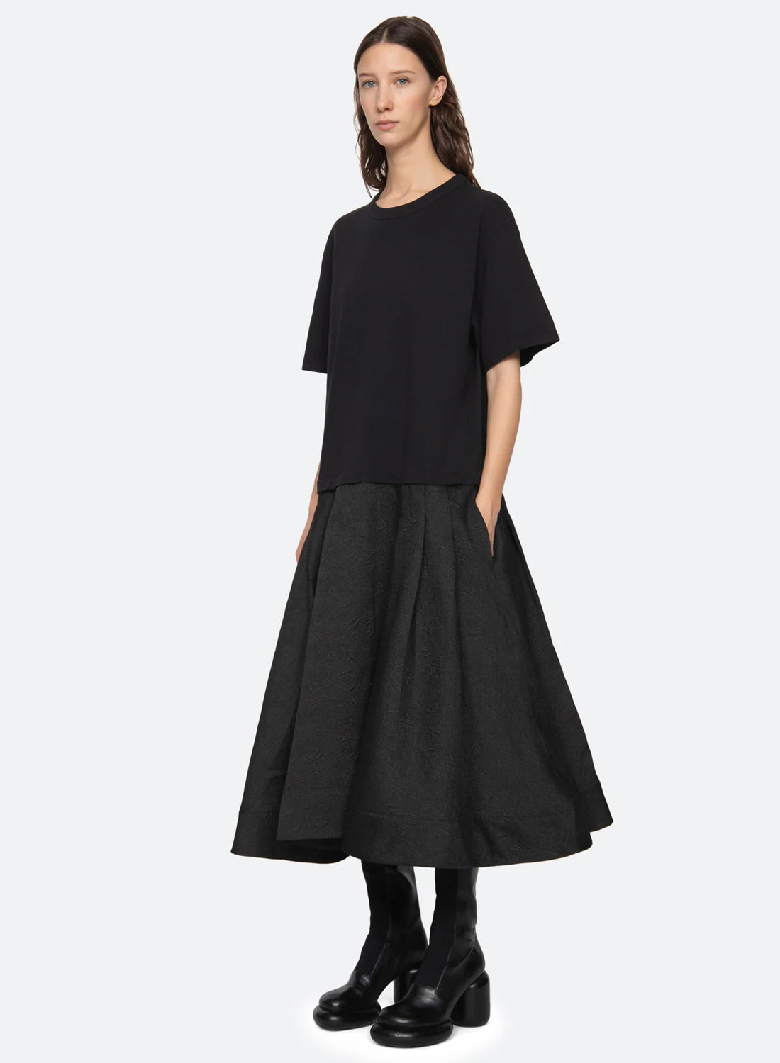 Sea Newyork Elegi Solid T-shirt Dress Black