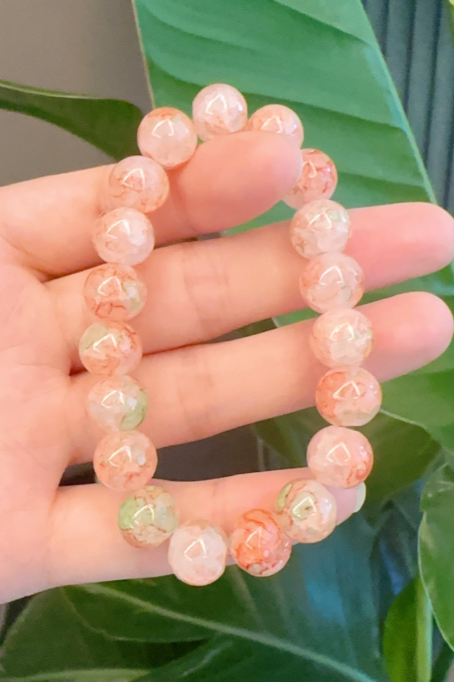Andcopenhagen  Jewelry - Armbånd - Glas perler - Green/peach - Dagmar