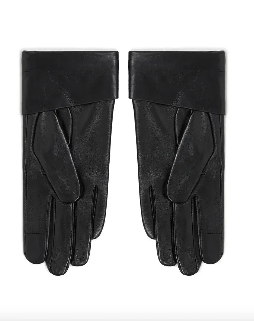 Karl Lagerfeld - Læder handsker - Sort - SIGNATURE LEATHER FF GLOVE - Stilkompagniet.dk