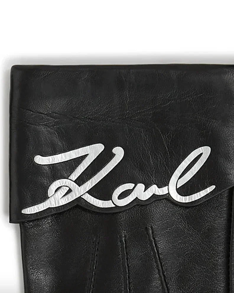 Karl Lagerfeld - Læder handsker - Sort - SIGNATURE LEATHER FF GLOVE - Stilkompagniet.dk