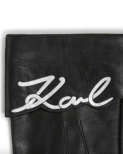 Karl Lagerfeld - Læder handsker - Sort - SIGNATURE LEATHER FF GLOVE - Stilkompagniet.dk