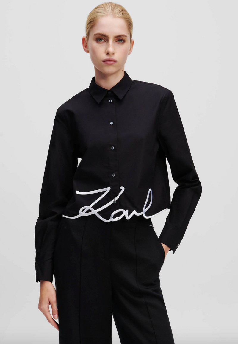 Karl Lagerfeld - Skjorte - Sort/ logo - Hem signature