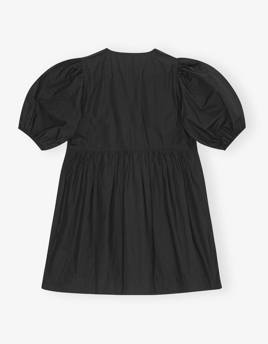 Ganni - Kjole - Black - Poplin tie string mini dress