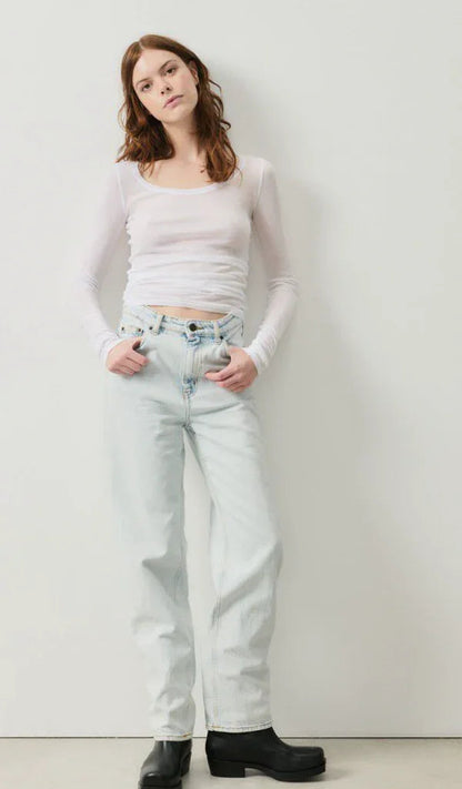 American Vintage - Langærmet t-shirt - Blanc White - Massachuetts - Stilkompagniet.dk