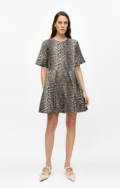 GANNI - Kjole - Leopard - Tweed mini