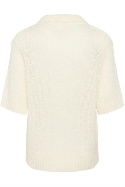 My Essential Wardrobe - Polo strik - White - Lingo - Stilkompagniet.dk