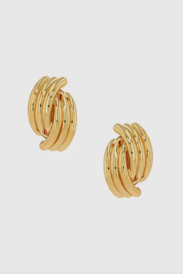 Anine Bing - Øreringe - Gold - Crossover Ribbed - Stilkompagniet.dk