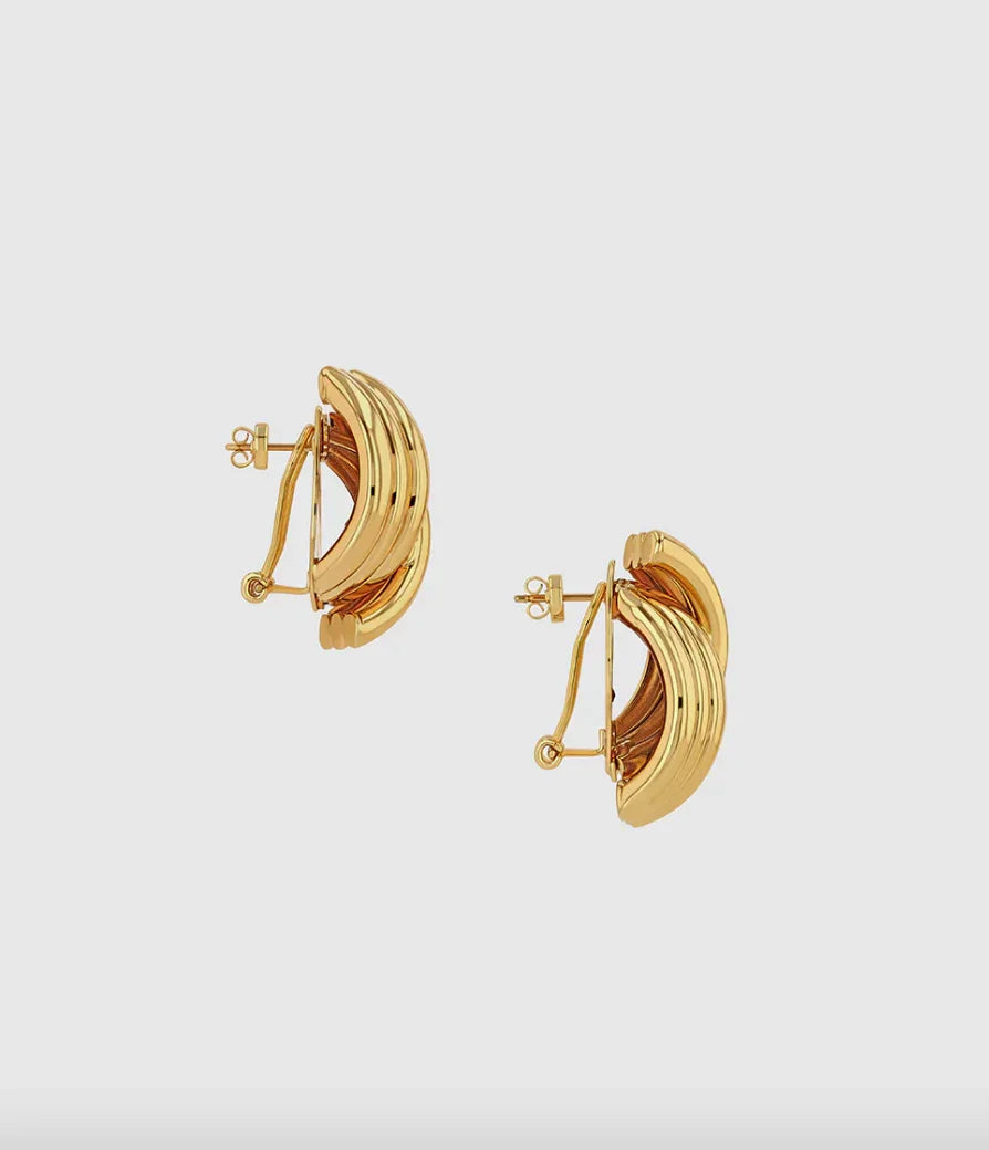 Anine Bing - Øreringe - Gold - Crossover Ribbed - Stilkompagniet.dk