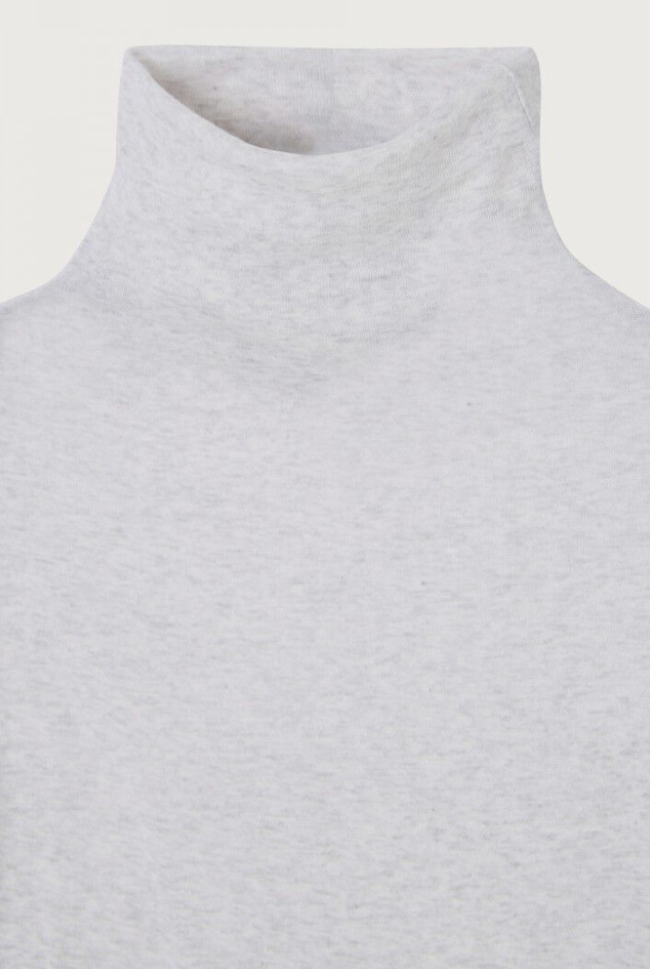 American Vintage - Højhalset Langærmet t-shirt - Heather grey - Massachuetts - Stilkompagniet.dk