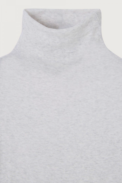 American Vintage - Højhalset Langærmet t-shirt - Heather grey - Massachuetts - Stilkompagniet.dk