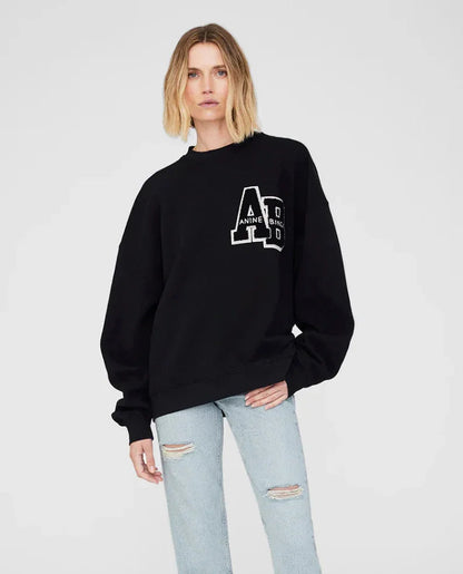 Anine Bing - Sweatshirt - Black - Miles Letterman - Stilkompagniet.dk