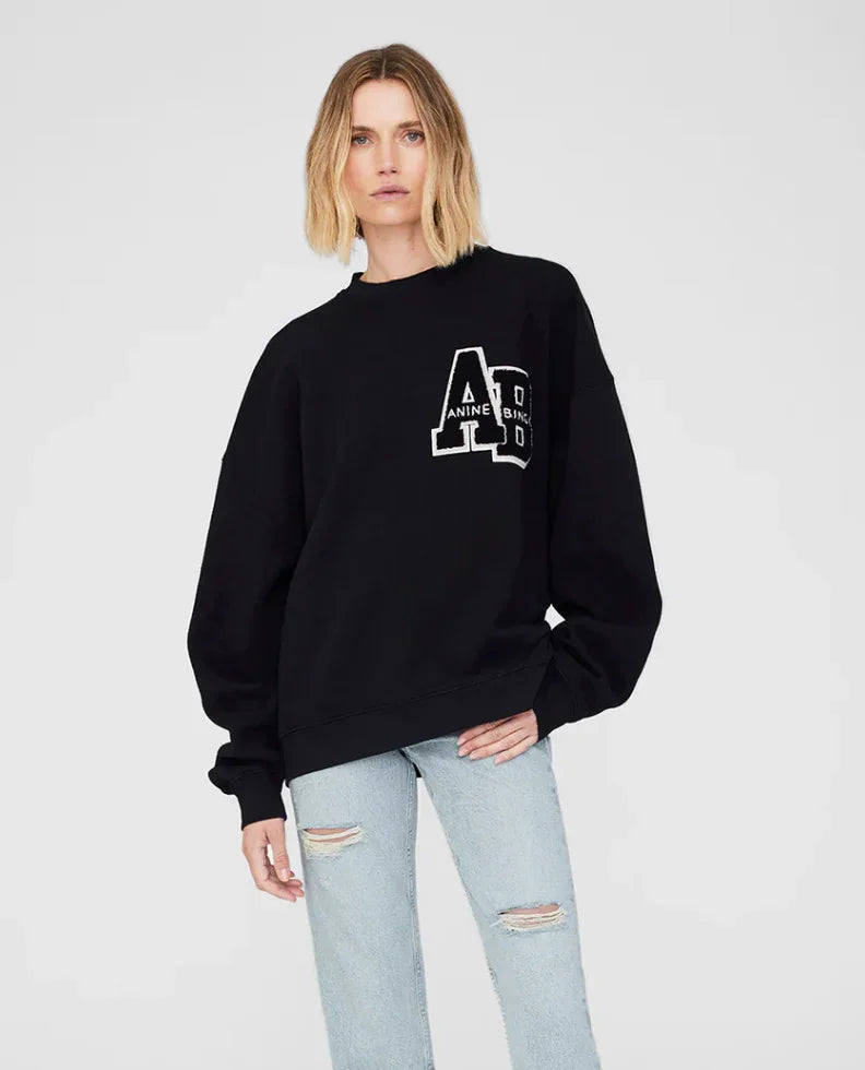 Anine Bing - Sweatshirt - Black - Miles Letterman - Stilkompagniet.dk