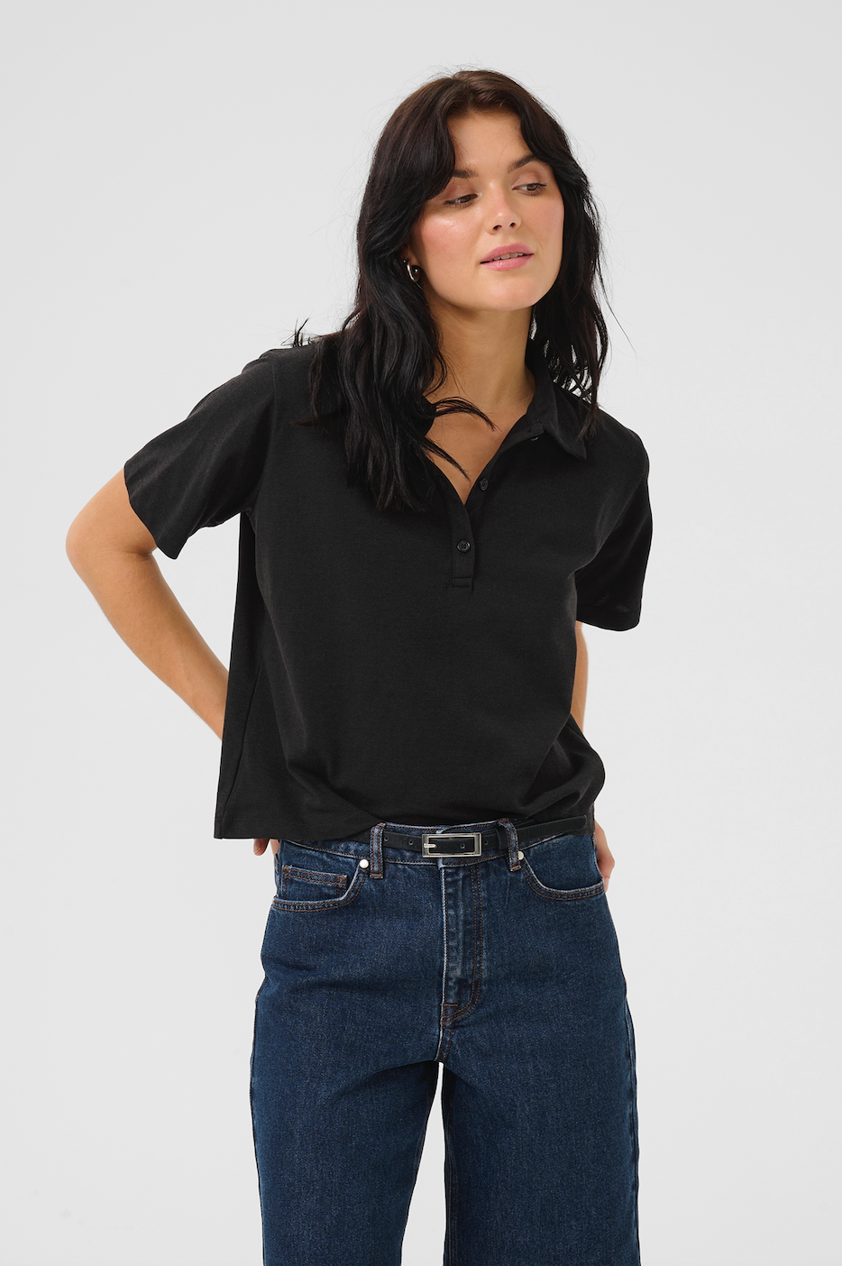 My Essential wardrobe - Polo t-shirt - Sort - Abby