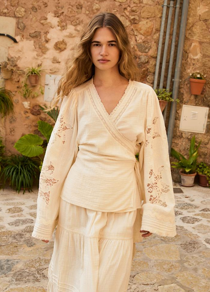 Sissel Edelbo - Wrap bluse - Off white - Winfrey